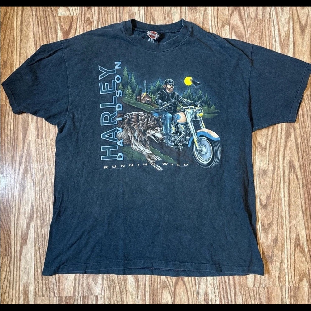 Vintage Harley Davidson Running Wild T-Shirt
1990s Harley Biker T-shirt Alaska